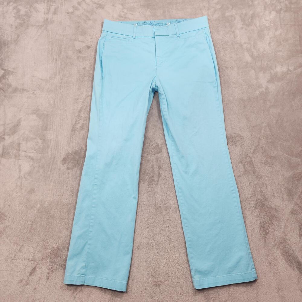 JM Collection Pants Womens 12 Blue Twill Chino Pull On Straight Stretch Casual
